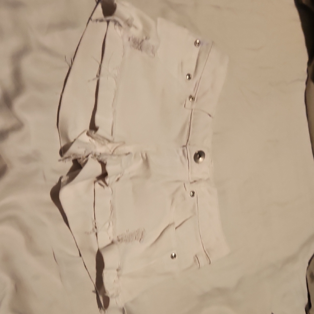 White Distressed Denim Shorts